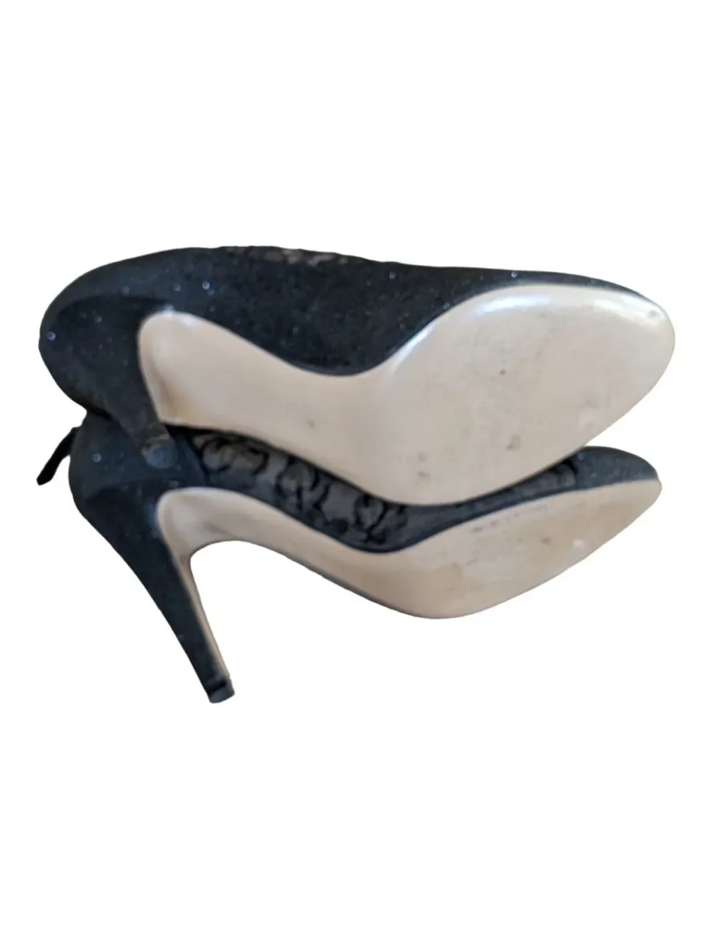 Valentino Garavani Women's Black Lace Heeled Crystal Shoes Size 10 US 40 EU